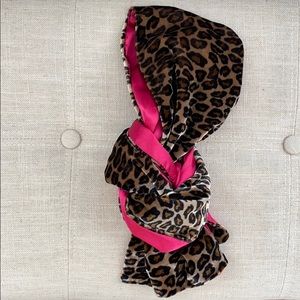 Leopard + Hot Pink Velvet Scarf